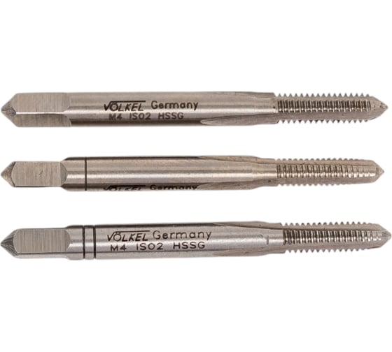 Изображение товара Набор метчиков из 3-х шт. VOLKEL М 4 шаг 0.7мм DIN352 HSS-G V27330