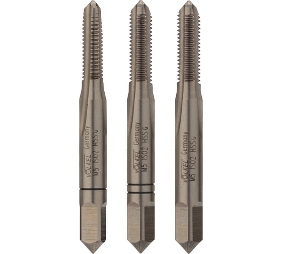 Изображение товара Набор метчиков из 3-х шт. VOLKEL М 5 шаг 0.8мм DIN352 HSS-G V27334