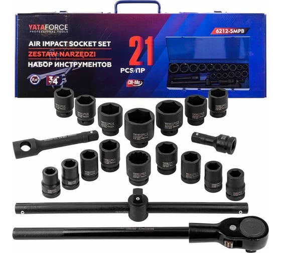 Изображение товара Набор инструментов ударных YATAFORCE 21пр. 3/4" (6гр.) YF-6212-5MPB(57691)