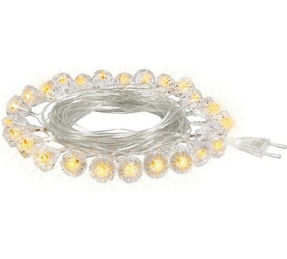 Изображение товара Электрогирлянда VEGAS Бриллианты 25 теплых LED ламп, прозрачный провод 55083