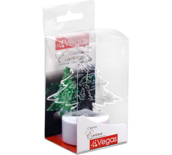 Изображение товара Светодиодная чайная свеча VEGAS Елочка 6х8см, зеленое свечение, с батарейкой 55052