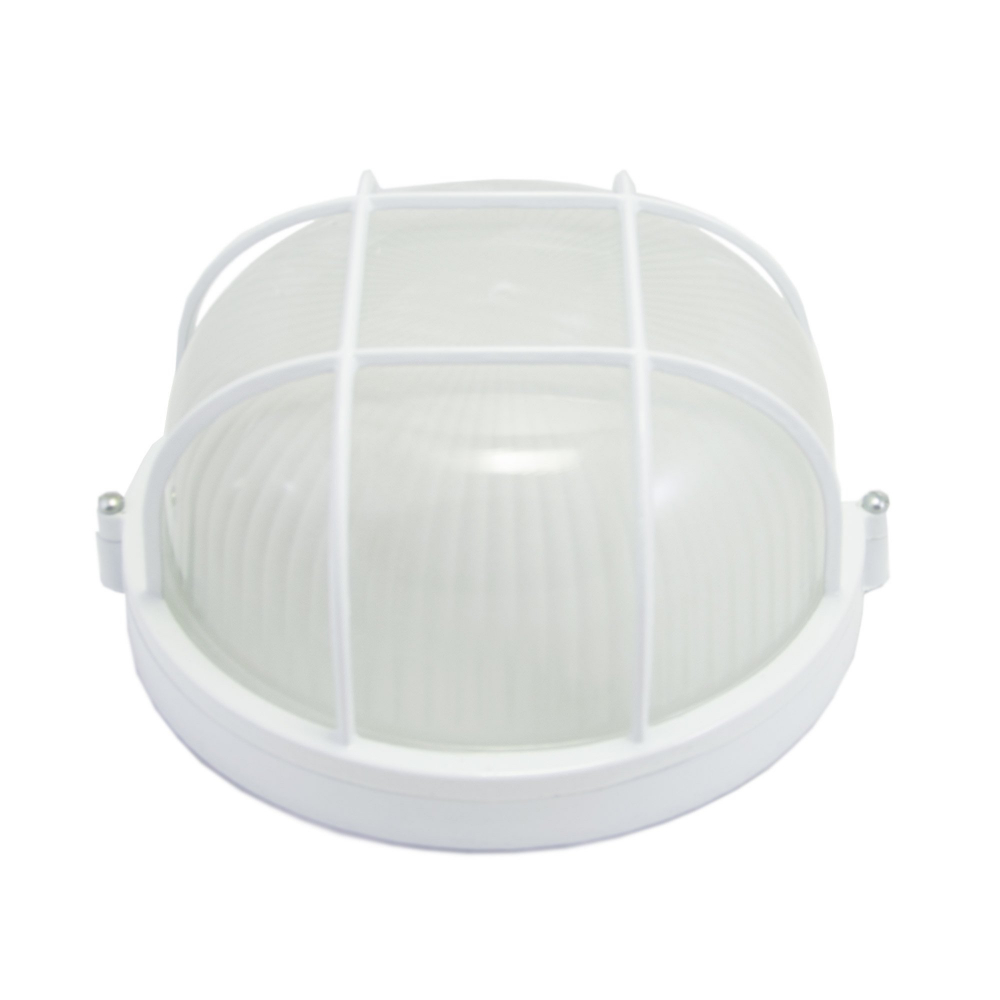 фото Влагозащищенный светильник apeyron с решеткой, круг белый, корпус алюминий, рассеиватель стекло, ip54, e27, 60вт 11-19