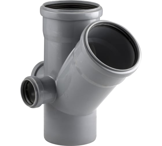 Изображение товара Канализационная крестовина RTP с выходом вперед на 45 градусов, 110/110/50/50, л+т серая 36533
