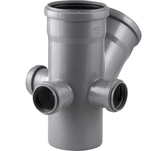 Изображение товара Канализационная крестовина RTP с выходом вперед на 45 градусов, 110/110/50/50/50 л+п+т 36536