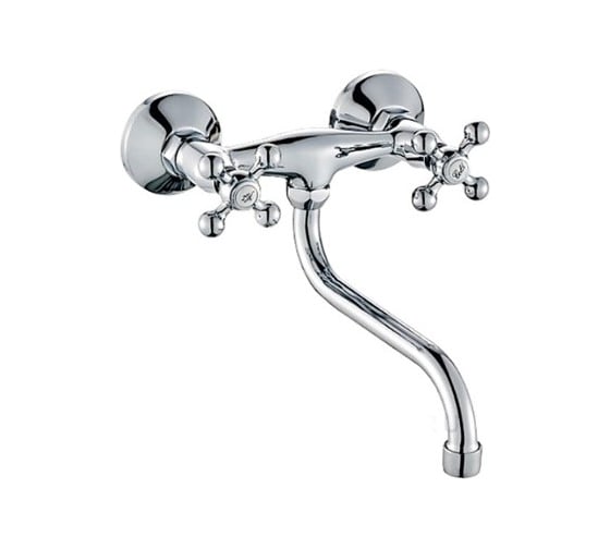 Изображение товара Смеситель для кухонной мойки Haiba латунный, настенный с длинным поворотным изливом, хром HB4319