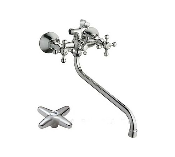 Изображение товара Смеситель для ванны Haiba латунный с длинным поворотным изливом 30 см и душевой лейкой, хром HB2220