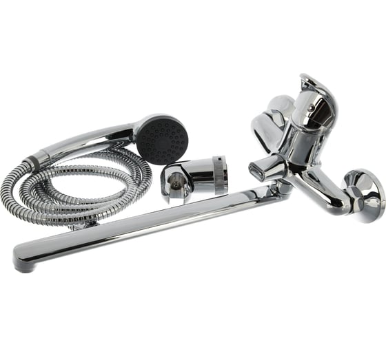 Изображение товара Смеситель для ванны Haiba латунный с длинным поворотным изливом 32 см и душевой лейкой, хром HB2203