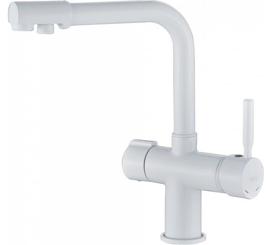 Изображение товара Смеситель для кухонной мойки Haiba латунь, с подключением к фильтру с питьевой водой, высокий излив, белый HB70088-8