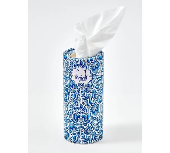Изображение товара Салфетки бумажные KIMRIK в тубе ГЖЕЛЬ бело-синий 2 слоя, 50 шт в упаковке KG726217
