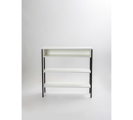 Изображение товара Обувница-этажерка Letta Frame ЛДСП белое тиснение, черный металл 900x900x282 LMK00047