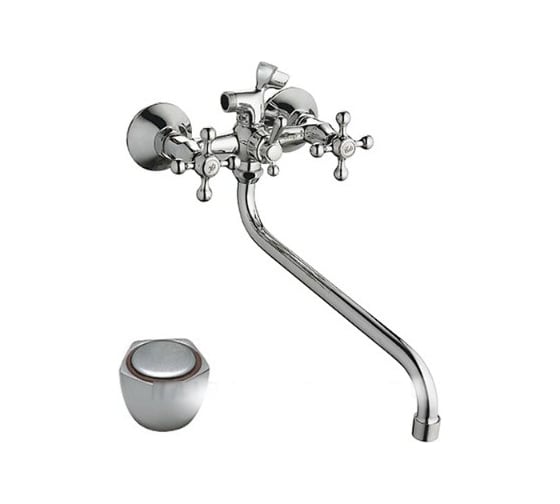 Изображение товара Смеситель для ванны Haiba латунь с длинным поворот изливом 30 см и душевой лейкой, хром HB2209