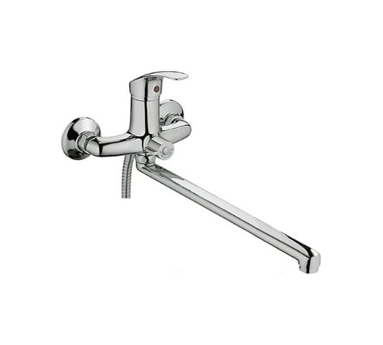 Изображение товара Смеситель для ванны Haiba латунный, с длинным поворотным изливом 37 см и душевой лейкой, хром HB2236