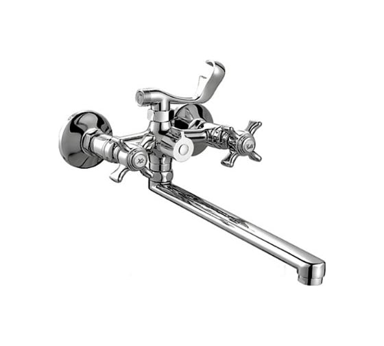 Изображение товара Смеситель для ванны с длинным поворотным изливом 32 см и душевой лейкой Haiba латунь, хром HB2224 539061