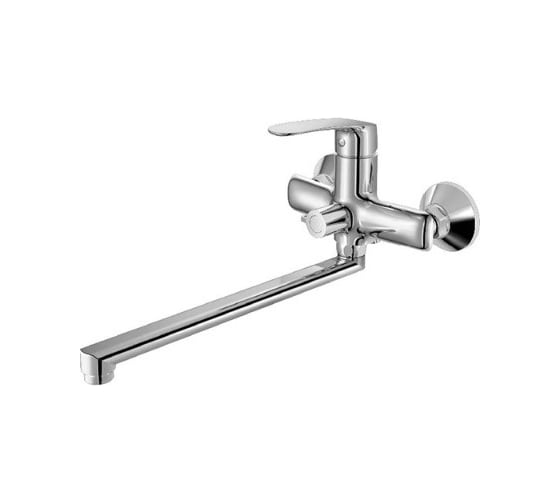 Изображение товара Смеситель для ванны Haiba латунный, с длинным поворотный изливом 35 см и душевой лейкой, хром HB20183