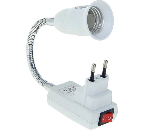 Изображение товара Переходник-светильник duwi вилка, Е27, гибкий ПВХ 150мм с выключателем белый 52617 9