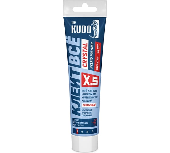 Изображение товара Клей KUDO КЛЕИТ ВСЁ CRYSTAL на основе гибридных полимеров, прозрачный, тюбик 110 мл KXT-5T