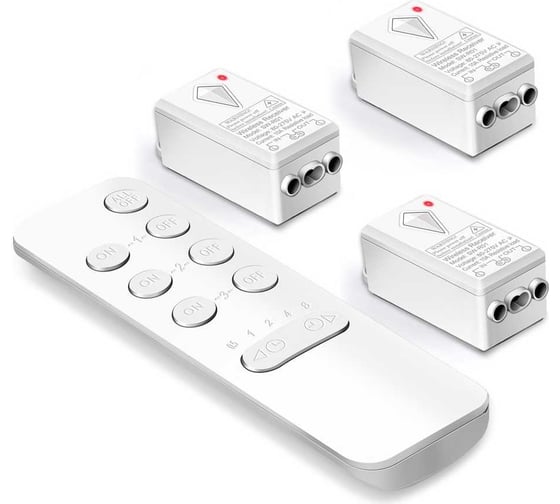 Изображение товара Пульт GRITT Practic 3 клавиша, с таймером комплект: 1 пульт, 3 радиореле 1000Вт 21110