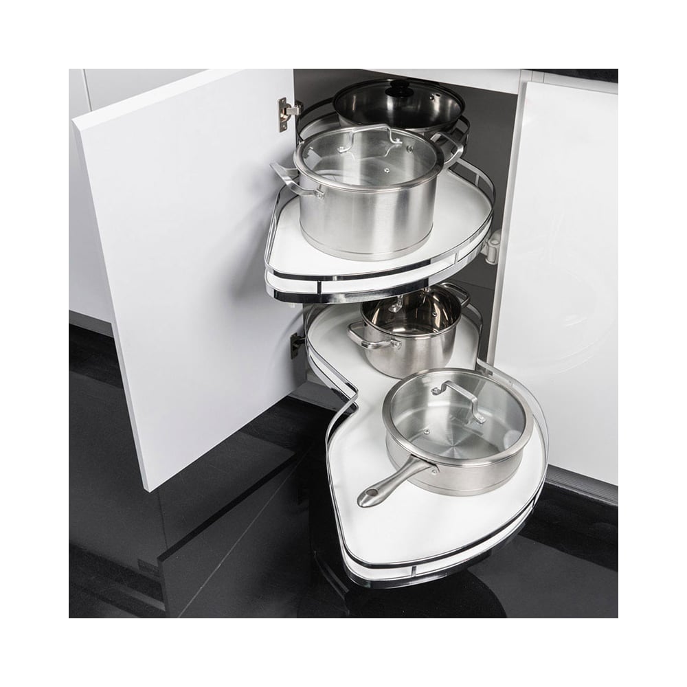 Изображение товара Выдвижные угловые лотки Mebax L 900 серого цвета с полным выдвижением и хромированным покрытием