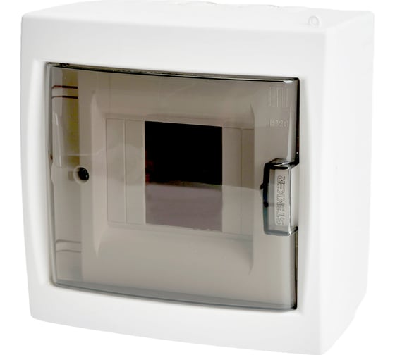 Изображение товара Бокс настенный STEKKER 4 модуля, пластик, IP20, серия Standart (КНО-4Д), EBX5 49633