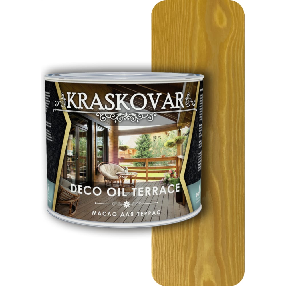 Масло для террас Kraskovar biofa 2043 масло защитное для наружных работ с антисептиком 1 л 4302 золотистый тик