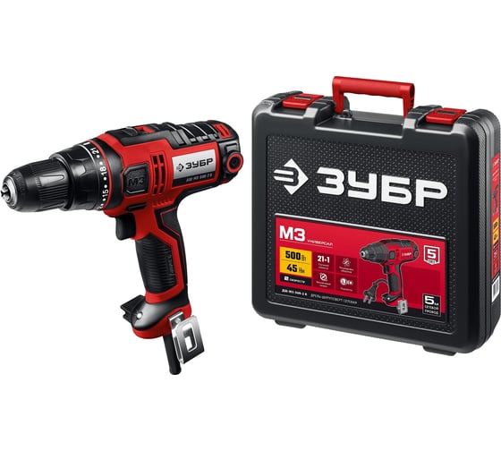 Изображение товара Сетевая дрель-шуруповерт ЗУБР ДШ-М3-500-2 К
