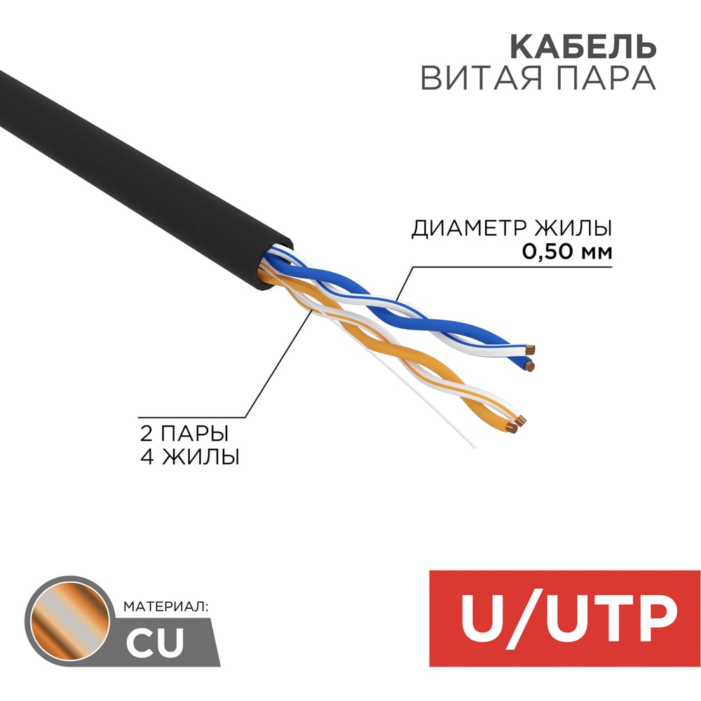 Изображение товара Кабель витая пара UTP 2PR CAT5e 305м OUTDOOR REXANT