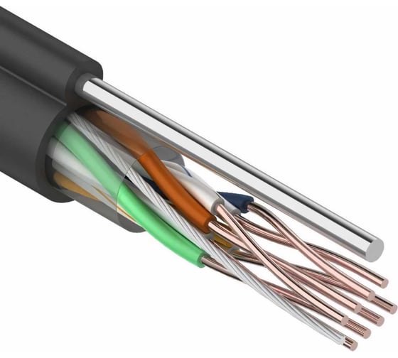 Изображение товара Кабель REXANT витая пара, UTP 4PR 24AWG, CAT5e, наружный, OUTDOOR, + ТРОС1, бухта 305м 01-0046
