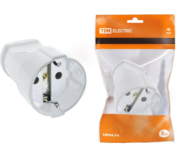 Изображение товара Кабельная розетка TDM ELECTRIC 2П З 16А, 250B, белая SQ1806-0131