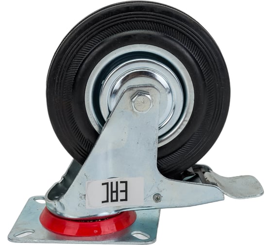 Изображение товара Колесо большегрузное обрезиненное поворотное с тормозом (125х37.5 мм; г/п 100 кг) EURO-LIFT 00-00001253