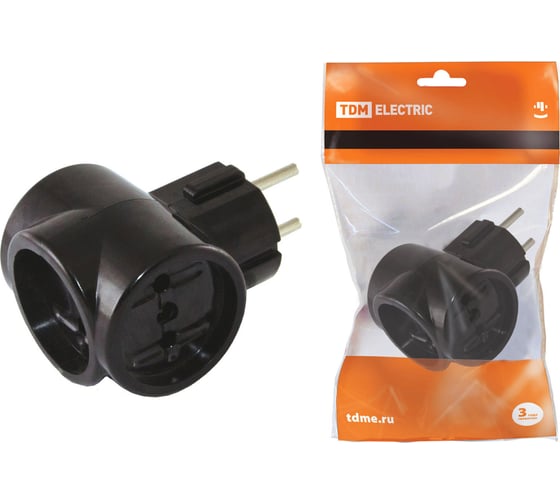 Изображение товара Тройник TDM ELECTRIC 3х2П 16А 250B ЕВРО Ретро карболит SQ1806-0101