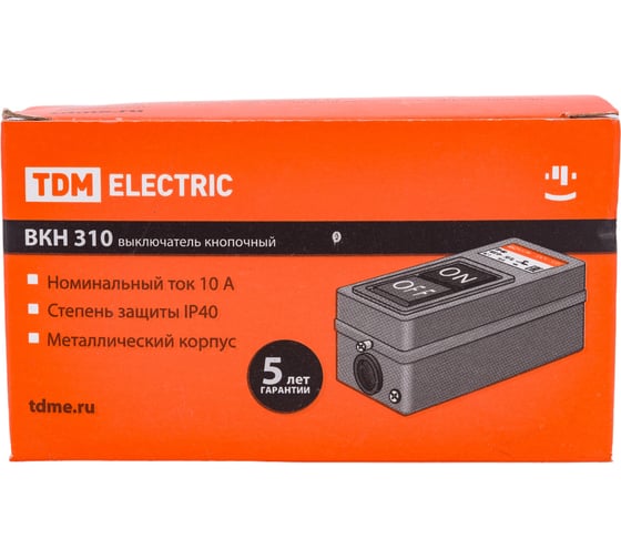 Изображение товара Кнопочный выключатель TDM ELECTRIC ВКН-310 3Р 10А 230/400В IP40 SQ0716-0001