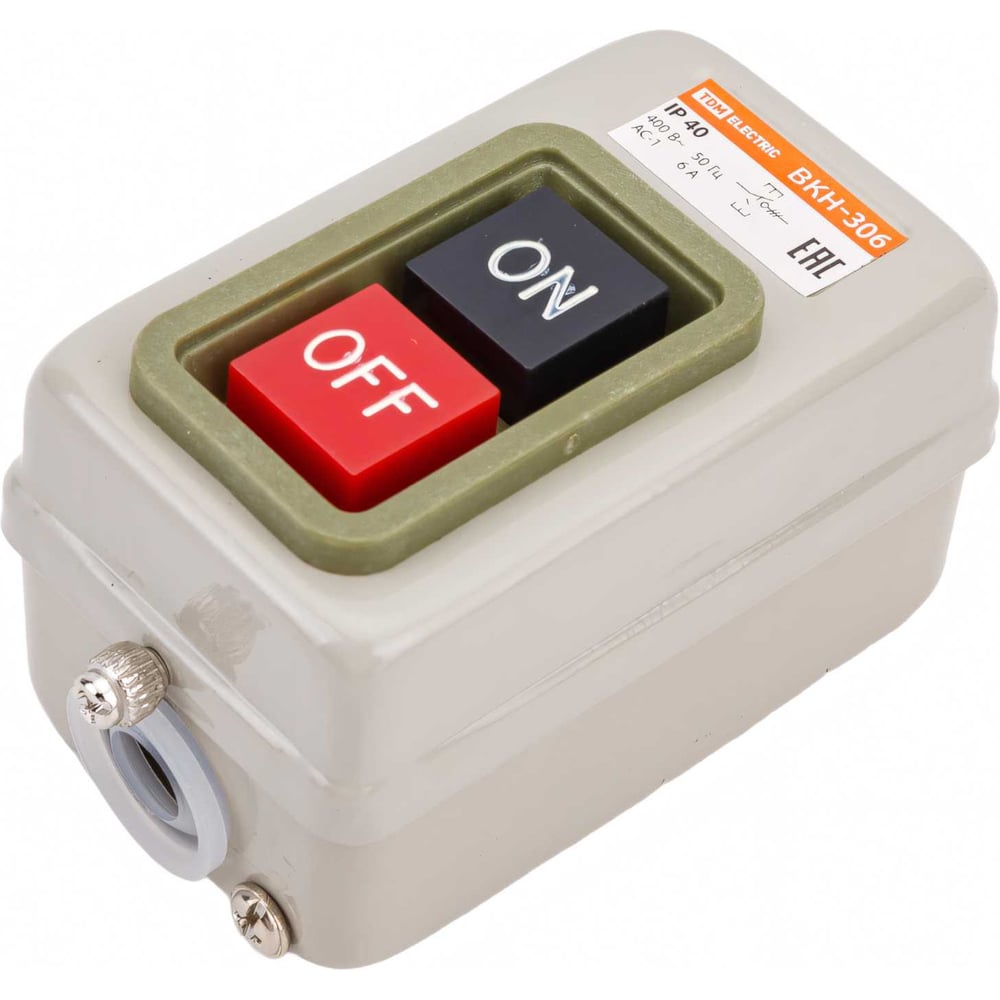 Изображение товара Кнопочный выключатель TDM ELECTRIC ВКН-306 3Р 6А 230/400В IP40  SQ0716-0004