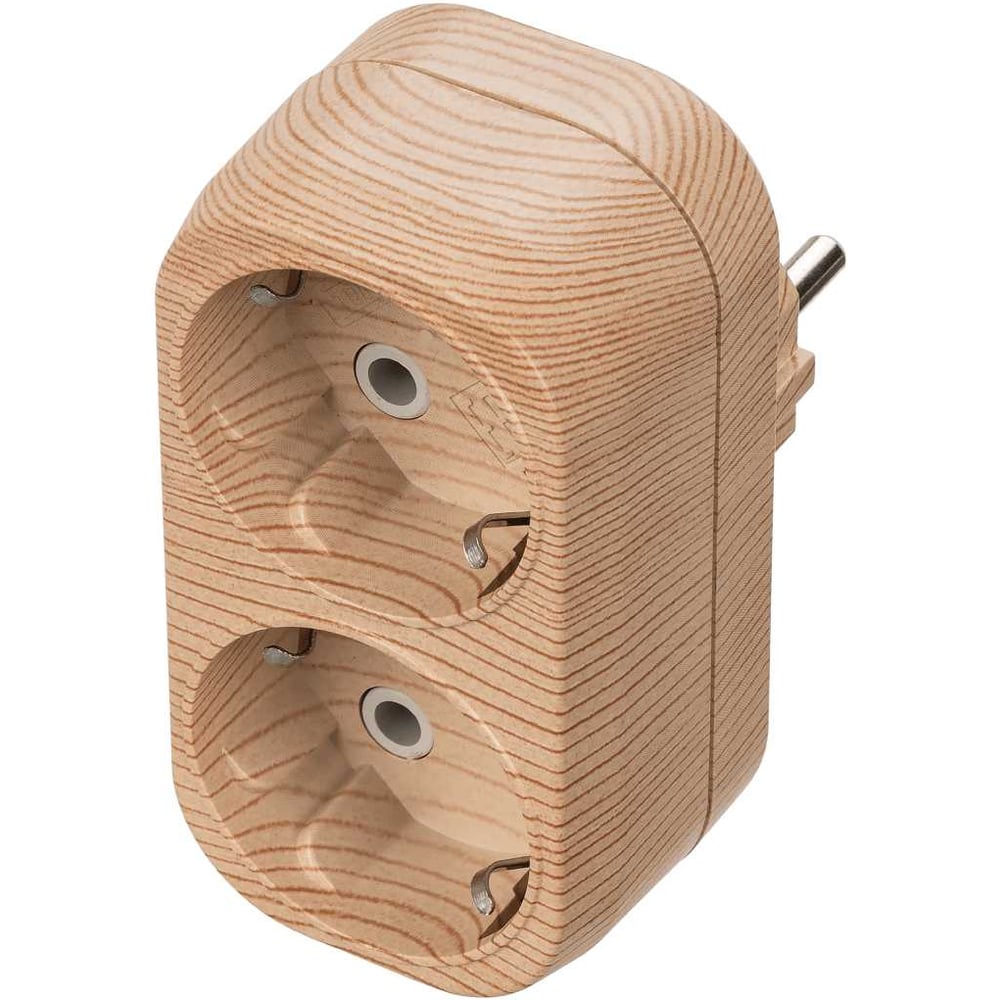 Изображение товара Блок TDM ELECTRIC на 2 гнезда 2П З плоский 16А 250В цвет сосна SQ1806-0074