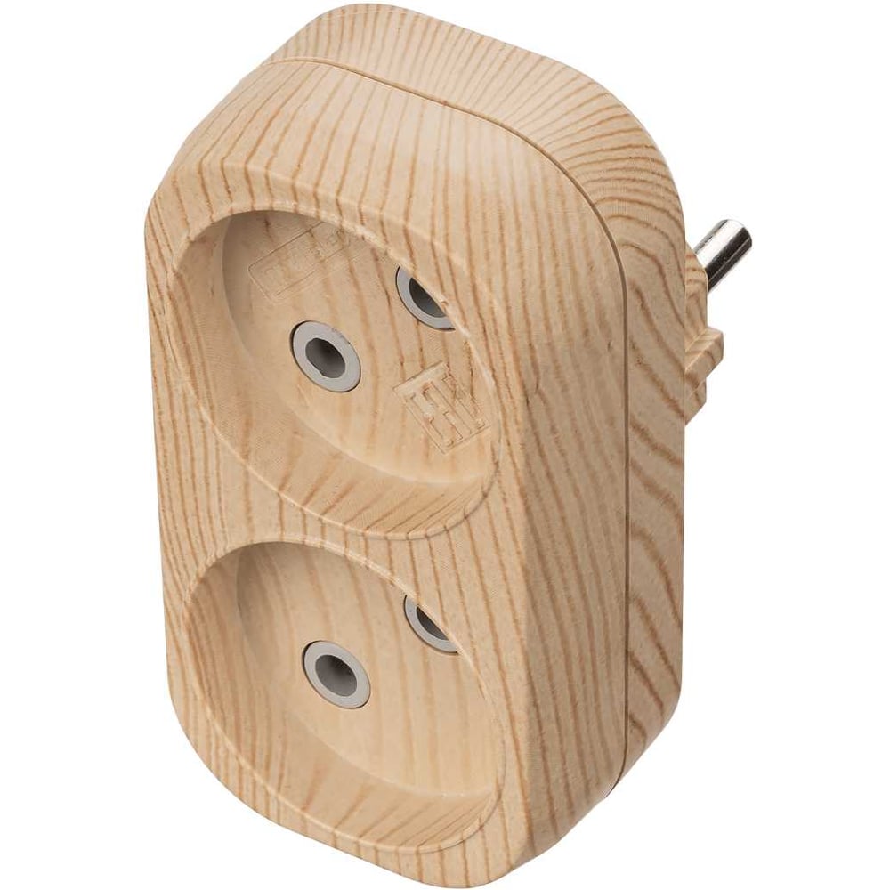 Изображение товара Блок TDM ELECTRIC на 2 гнезда 6А 250V Эко сосна