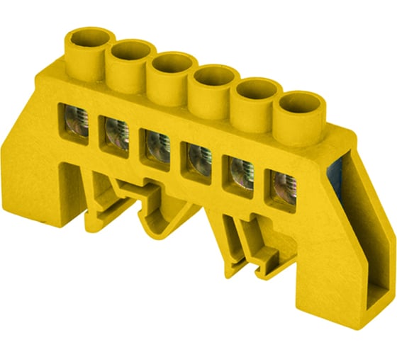 Изображение товара Нулевая шина EKF PROxima РЕ, 8х12мм, 6 отверстий, латунь желтый, нейлоновый корпус, 20 шт sn0-125-6-dpe