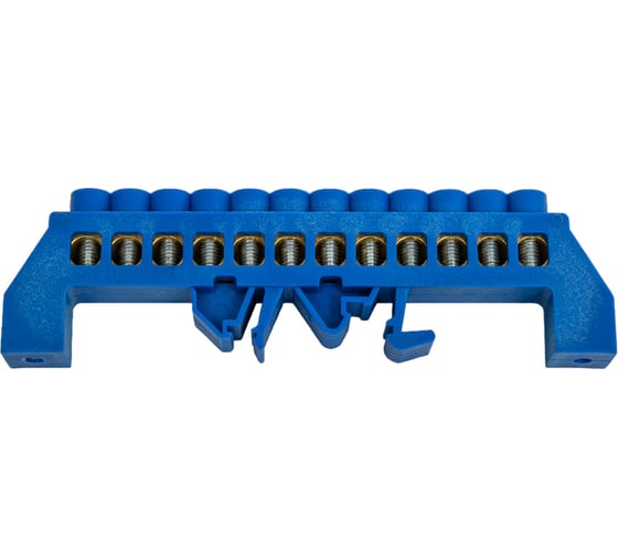 Изображение товара Нулевая шина EKF N, 8х12мм, 12 отверстий, латунь, синий нейлоновый корпус, комбинированная, PROxima sn0-125-12-dn-r