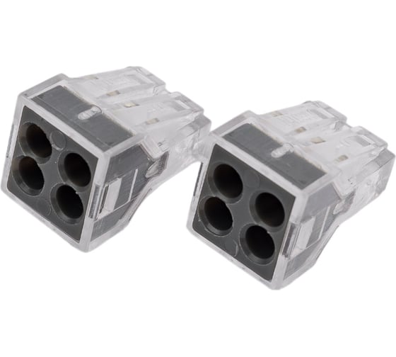 Изображение товара Соединительная клемма СВЕТОЗАР 4-х проводная, 400В, 24А, 0,75-2,5мм2, 2шт 49170-4