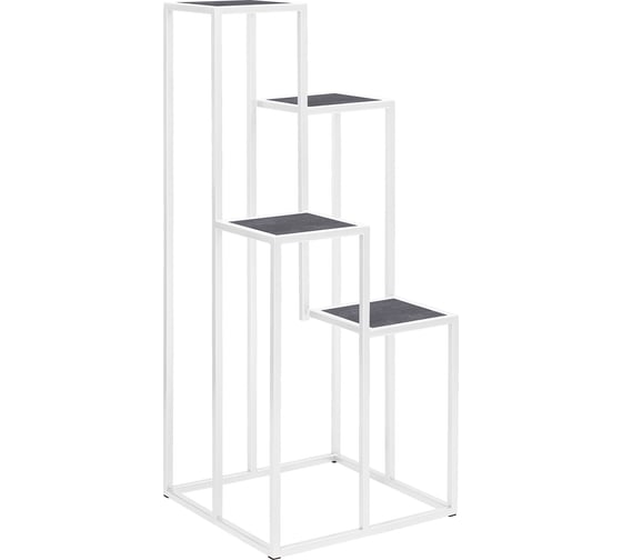 Изображение товара Столик подставка под 4 кашпо GreenWeen TORI белый каркас, столешницы керамика Antracite, 400x400x1000, GW-T4-W-100-KA