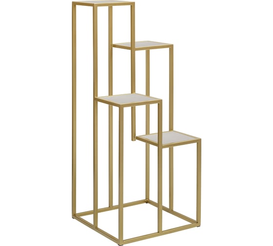 Изображение товара Столик подставка под 4 кашпо GreenWeen TORI золотой каркас, столешницы керамика Ivory, 400x400x1000 GW-T4-G-100-KI