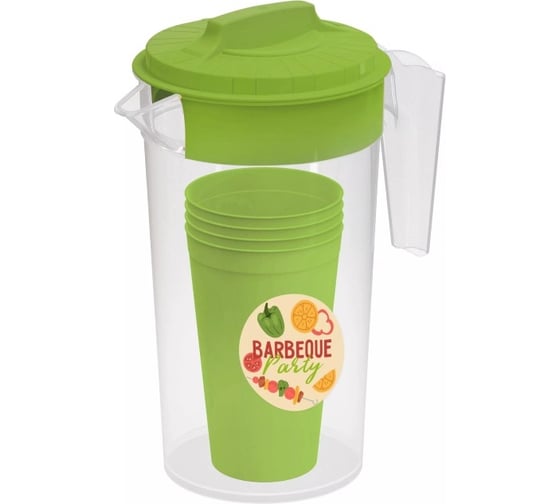 Изображение товара Набор Полимербыт кувшин 1.2 л, стакан 0.4 л 4 шт BBQ party 431482500