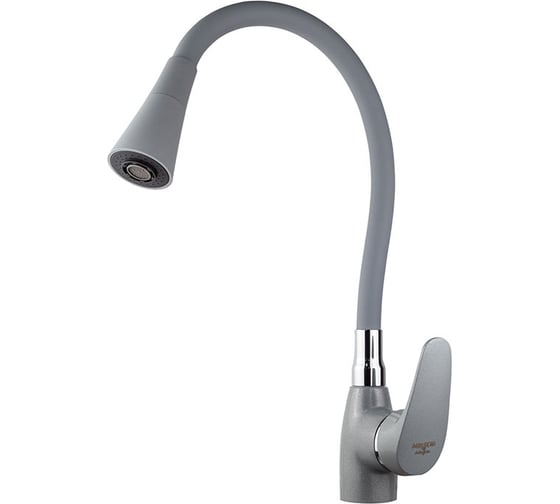 Изображение товара Смеситель для кухни Melodia della vita Ostessa картридж д.40 мм гибкий излив с лейкой колокольчик 2 режима, серый MDV40617Gray 12782