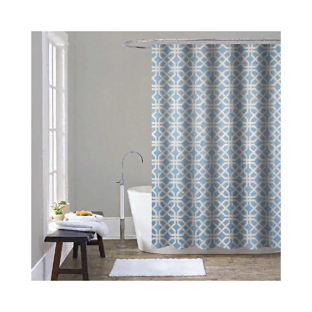 Изображение товара Тканевая шторка для ванны Melodia della vita 180x200 см с узором голубой