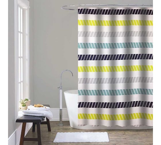 Изображение товара Шторка для ванны тканевая Melodia della vita 180x200 см, "Яркие полоски" MZ-173 13275