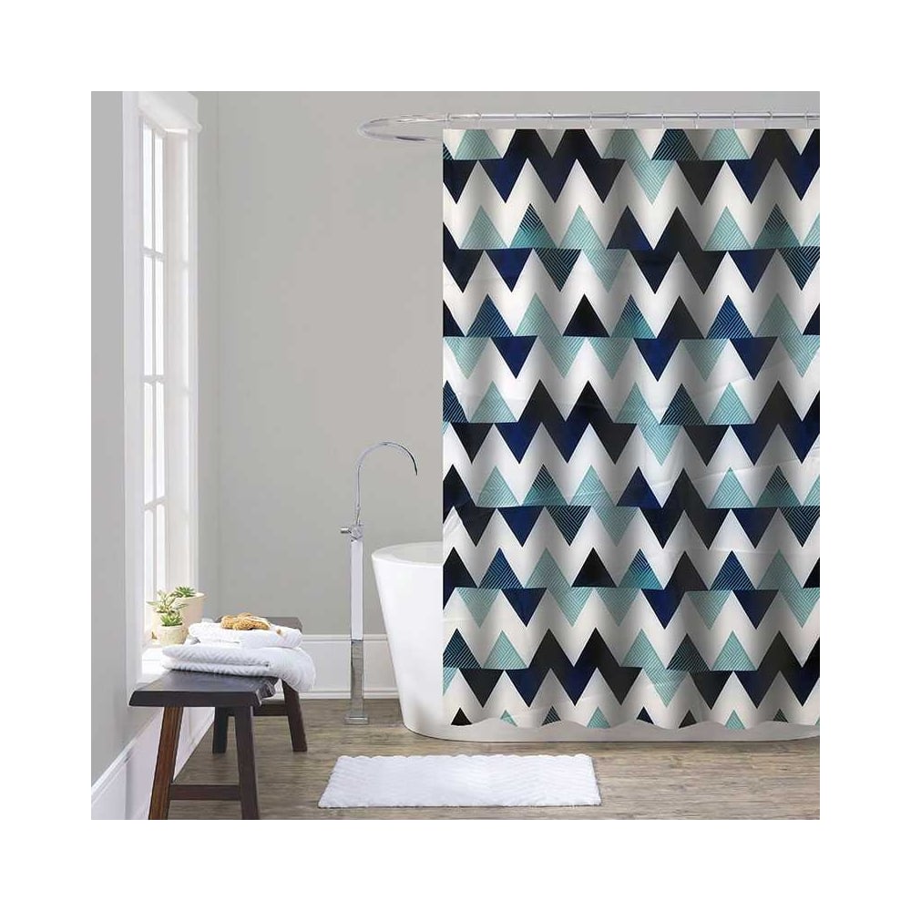 Изображение товара Тканевая шторка для ванны Melodia della vita 180x200 см, зигзаги моря