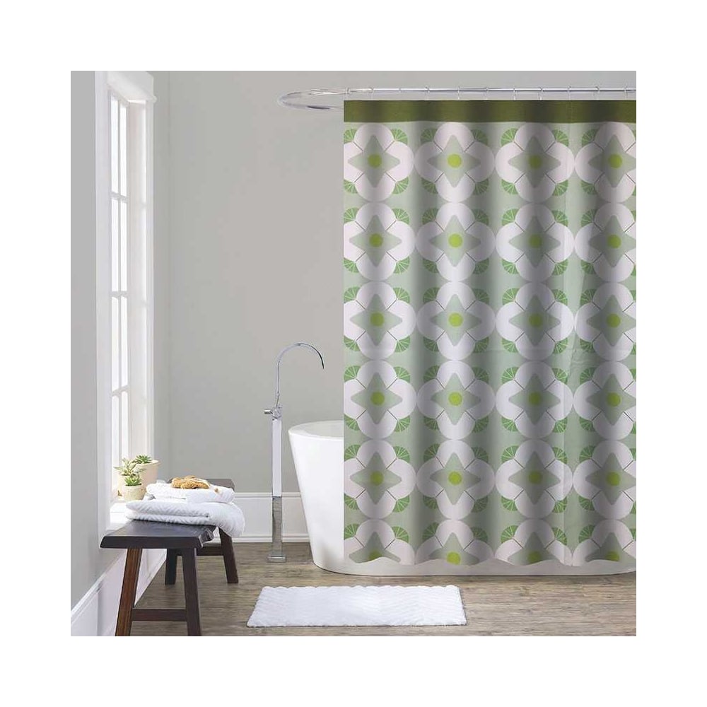 Изображение товара Шторка для ванны тканевая Melodia della vita 180x200 см оливковая фантазия