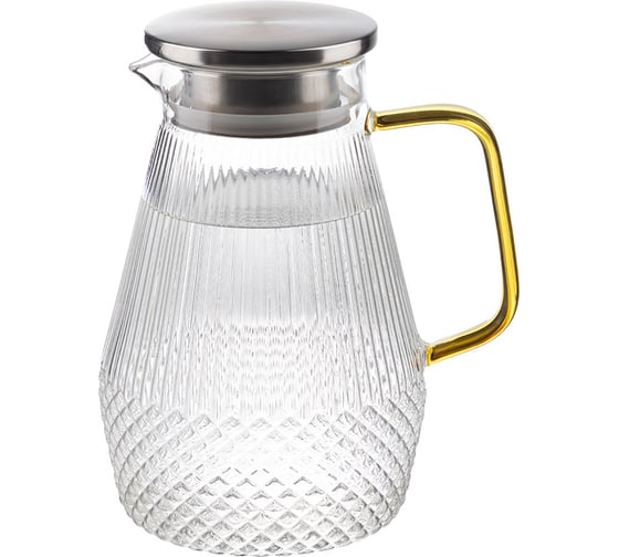 Изображение товара Кувшин Leonord aroma 1.6 л, из боросиликатного рельефного стекла, с крышкой-фильтром из нержавеющей стали, цветная ручка 106478