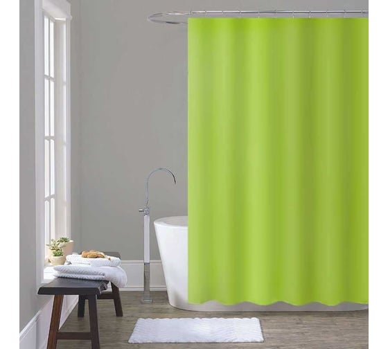 Изображение товара Шторка для ванны Melodia della vita PEVA, однотонная, 180x200 см, зелёная MZ-405 13286