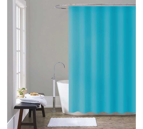 Изображение товара Шторка для ванны Melodia della vita PEVA, однотонная, 180x200 см, голубая MZ-408 13289