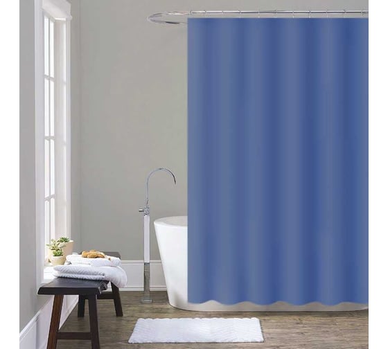 Изображение товара Шторка для ванны Melodia della vita PEVA, однотонная, 180x200 см, тёмно-синяя MZ-407 13288