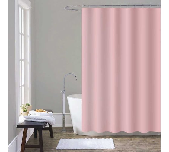 Изображение товара Шторка для ванны Melodia della vita PEVA, однотонная, 180x200 см, розовая MZ-400 13281